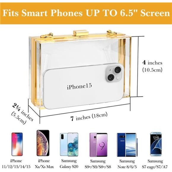 Women's Clear Purse, Acrylic Clear Clutch Bag, Transparent Evening Handbag - Picture 5 of 7